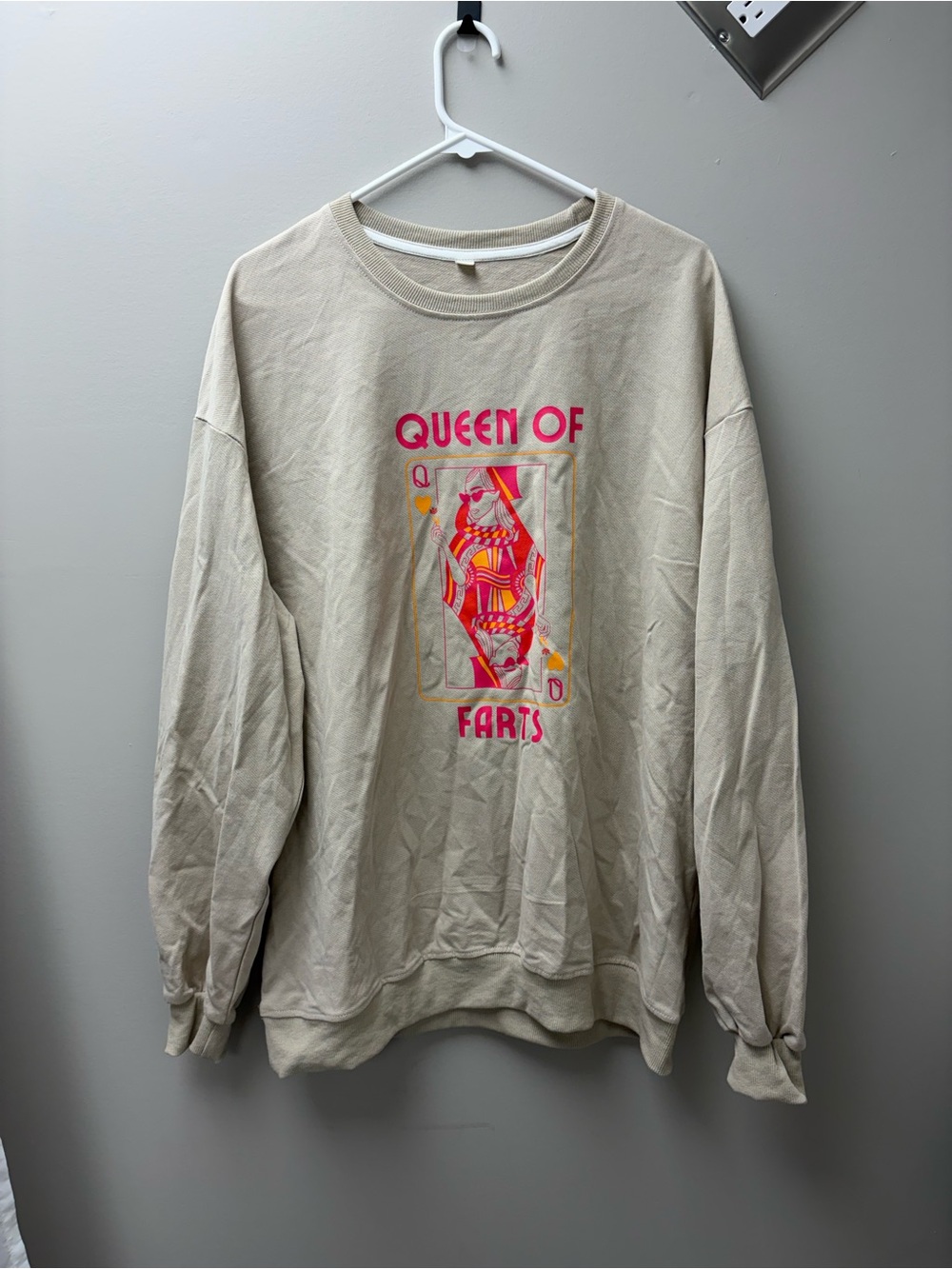 Women’s Sand Colour “Queen of Farts” Crewneck
